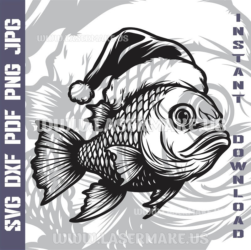 Santa Fish Laser and Cricut SVG Vector Files