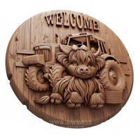 Thumbnail for Farm Welcome Sign - 3D Model for CNC | Highland Cow & Tractor STL File - 3DWave.us