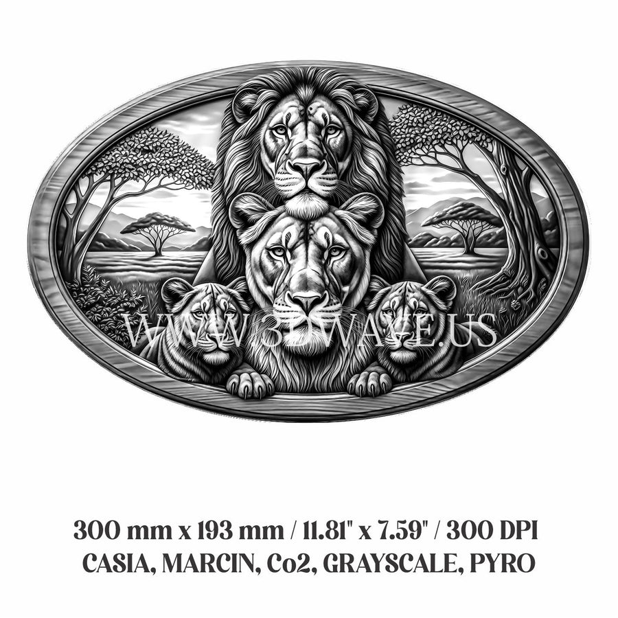LIONS FAMILY 3d illusion & laser-ready files