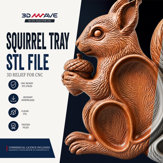 Squirrel Tray STL file for CNC router wood carving