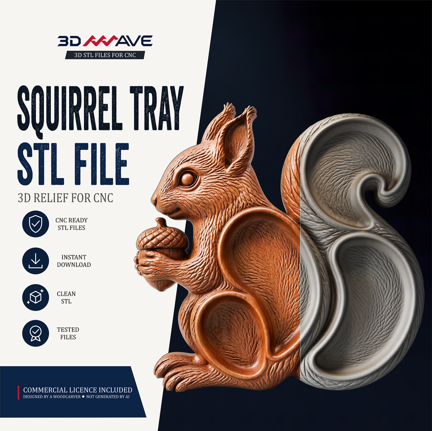 Decorative squirrel serving tray STL model