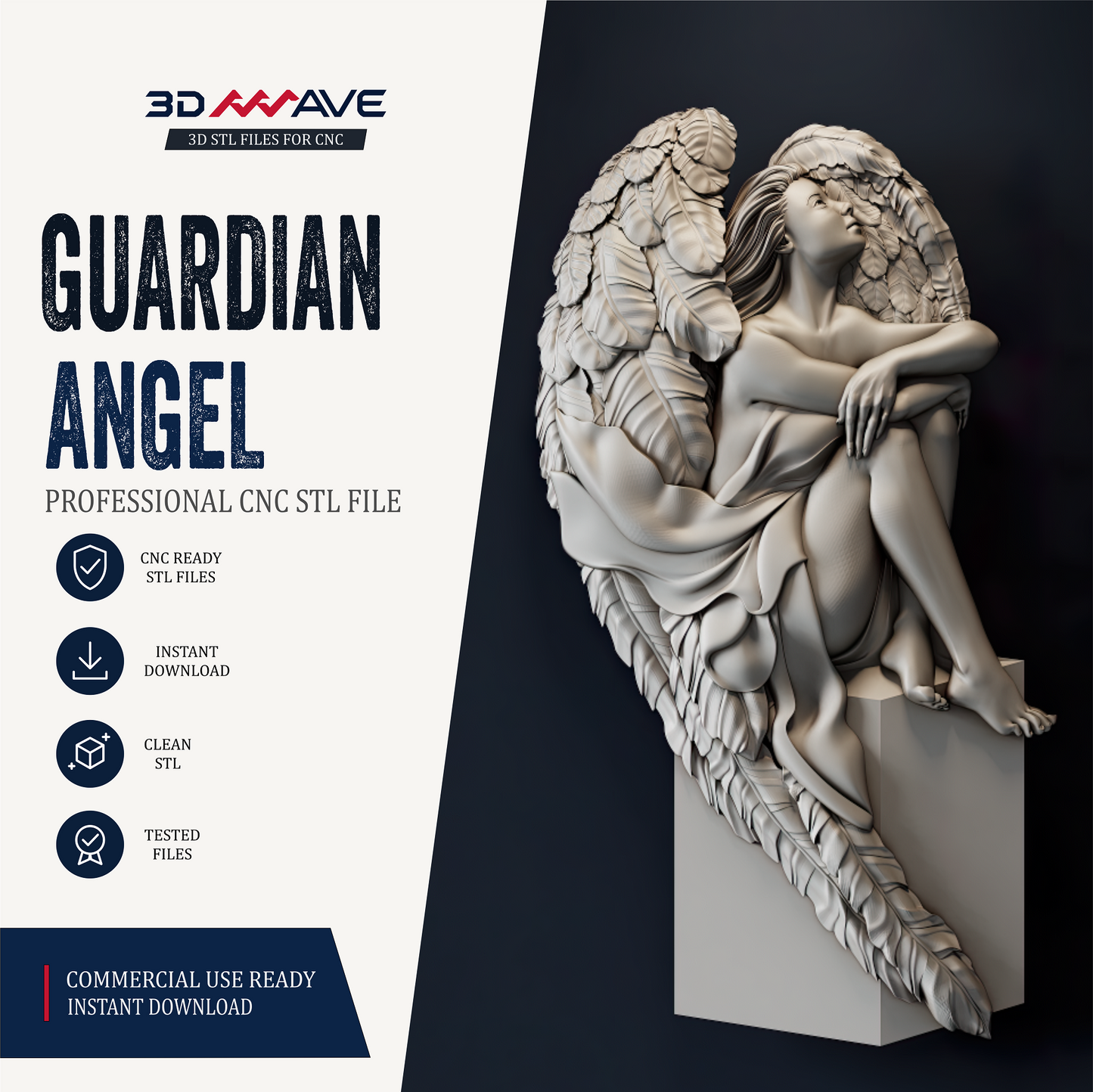 Angel STL File | CNC Relief Model for Wood Carving