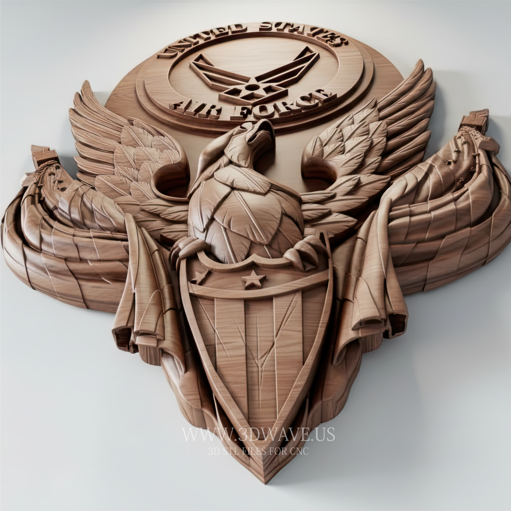 U.S. Air Force Eagle - 3D Relief Model for CNC - 3DWave.us