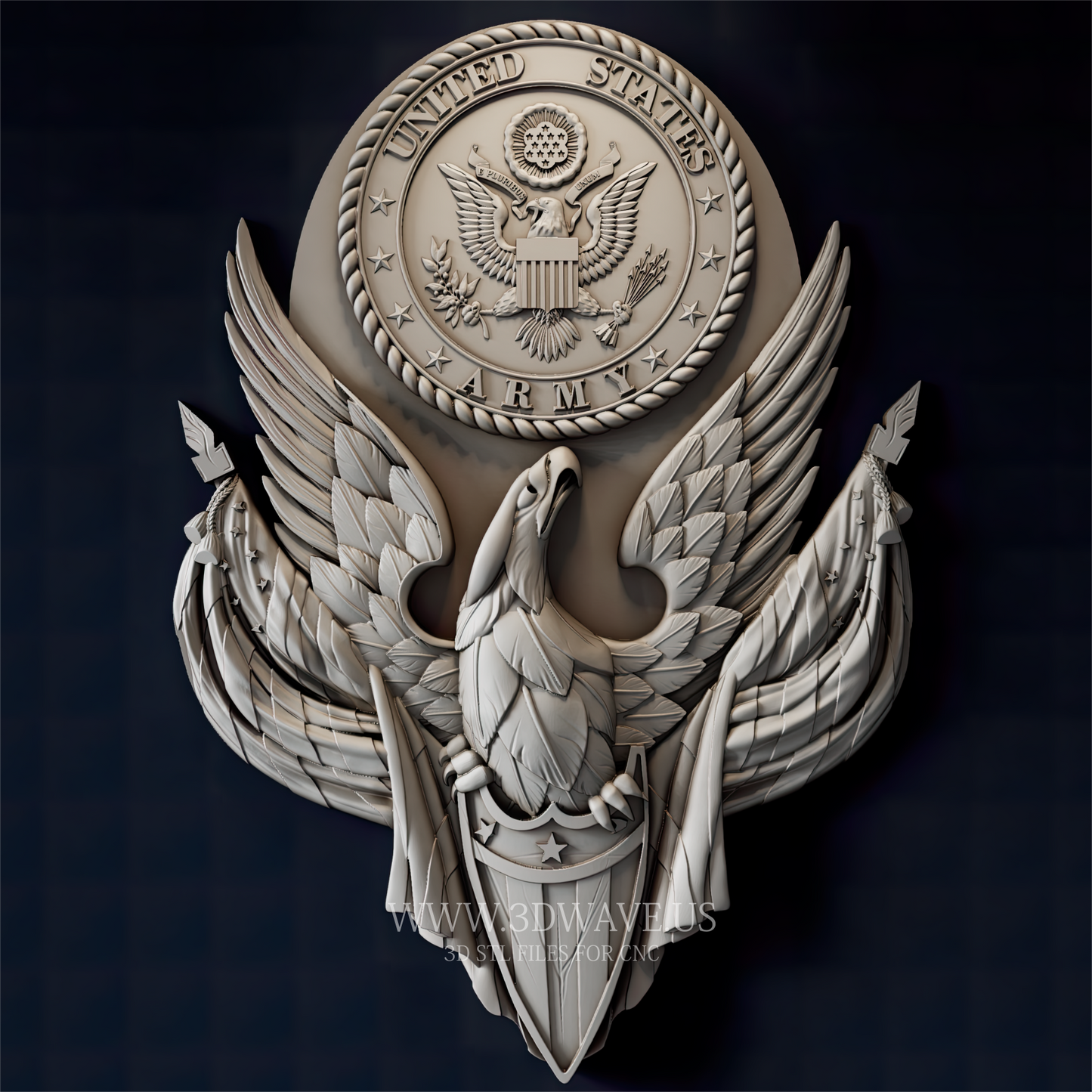 US Army Great Seal - 3D Model for CNC | Patriotic Eagle STL - 3DWave.us