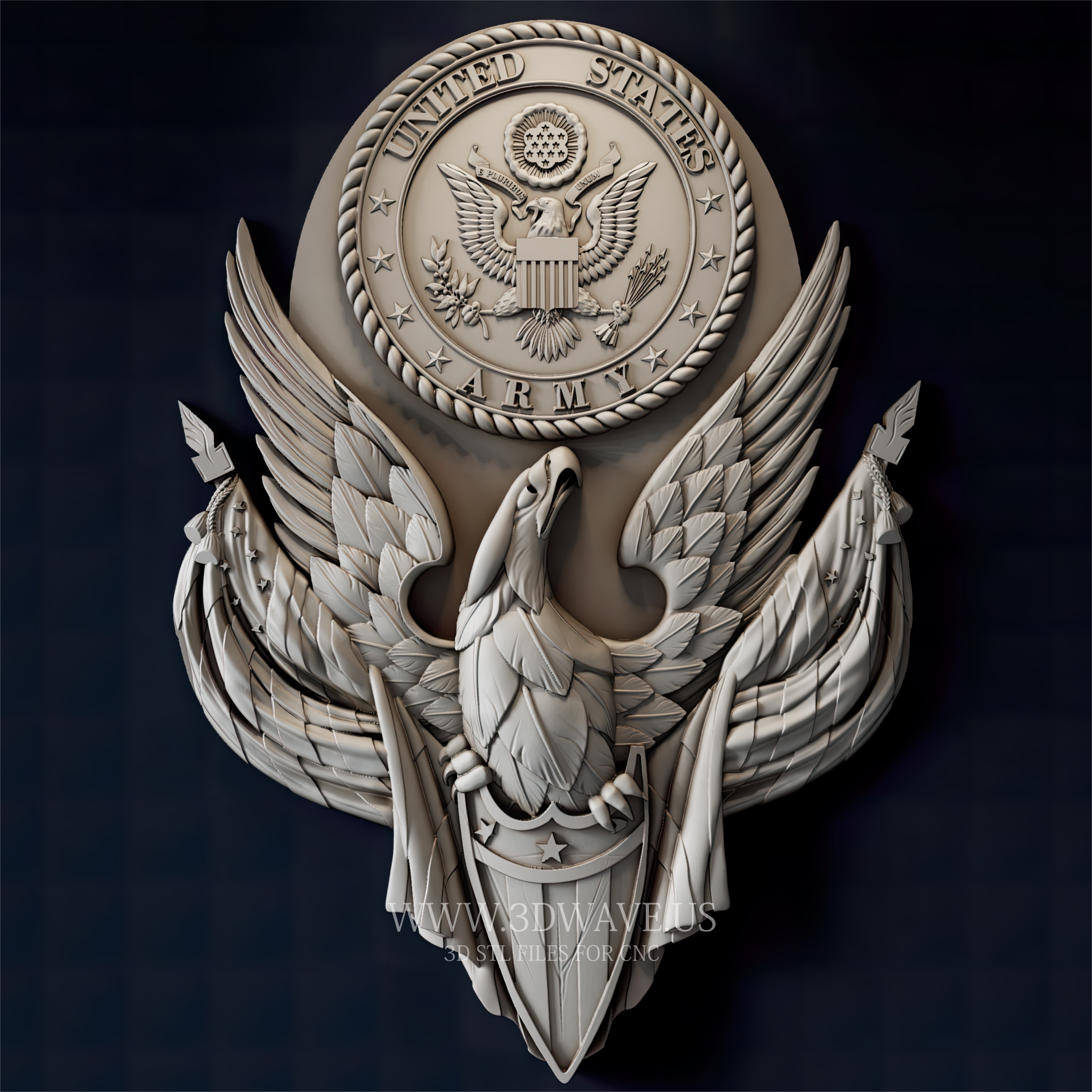 US Army Great Seal - 3D Model for CNC | Patriotic Eagle STL - 3DWave.us