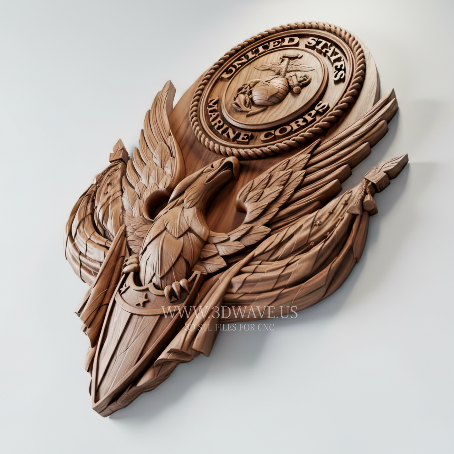 US Marine Corps Emblem - 3D Model for CNC | Eagle Globe Anchor STL - 3DWave.us