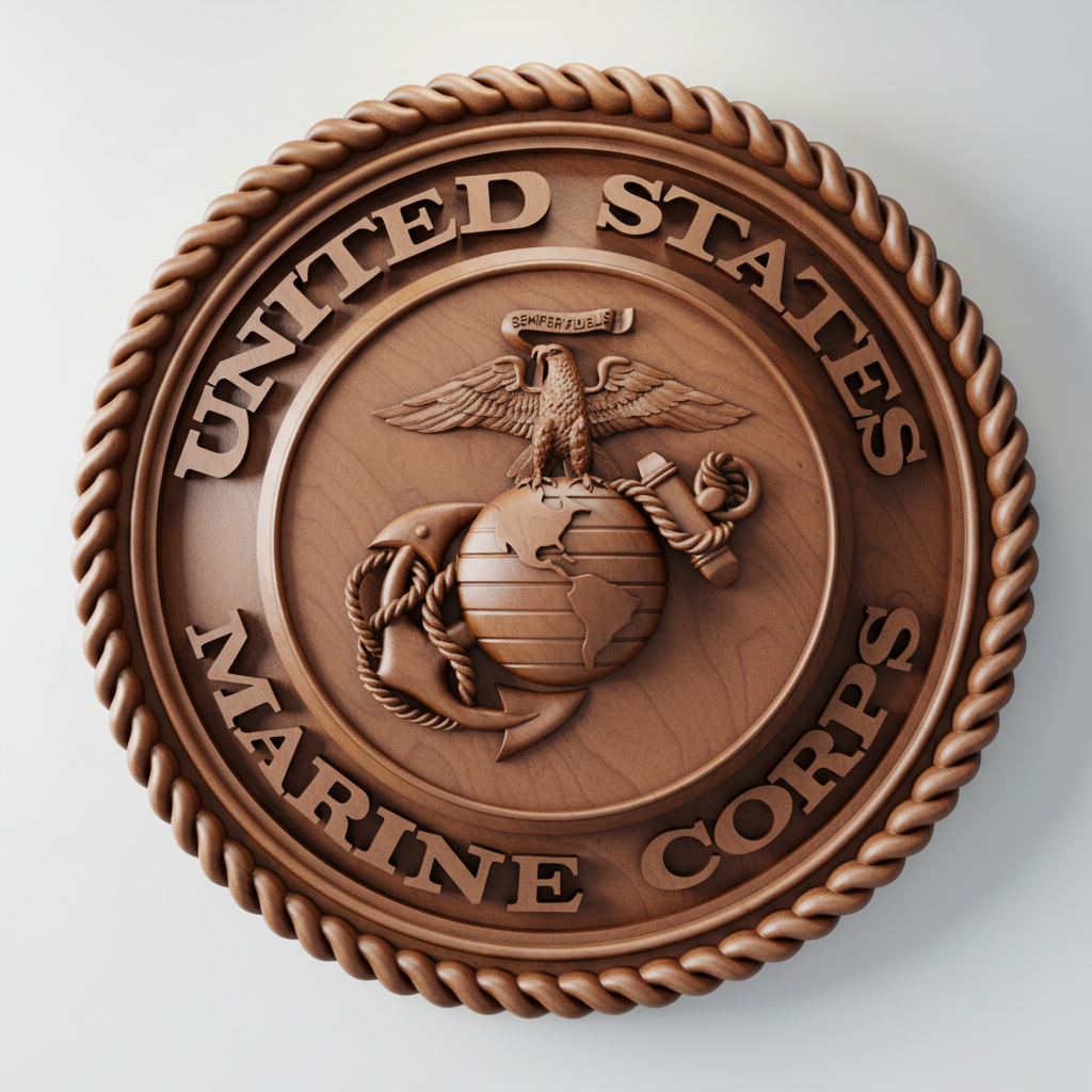 CNC Eagle Relief STL – US Marine Corps Emblem Wood Carving File - 3DWave.us