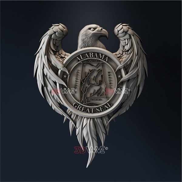 ALABAMA STATE SEAL EAGLE 3D STL - 3DWave.us