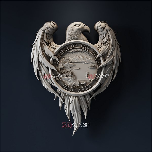 ALASKA STATE SEAL EAGLE 3d stl - 3DWave.us