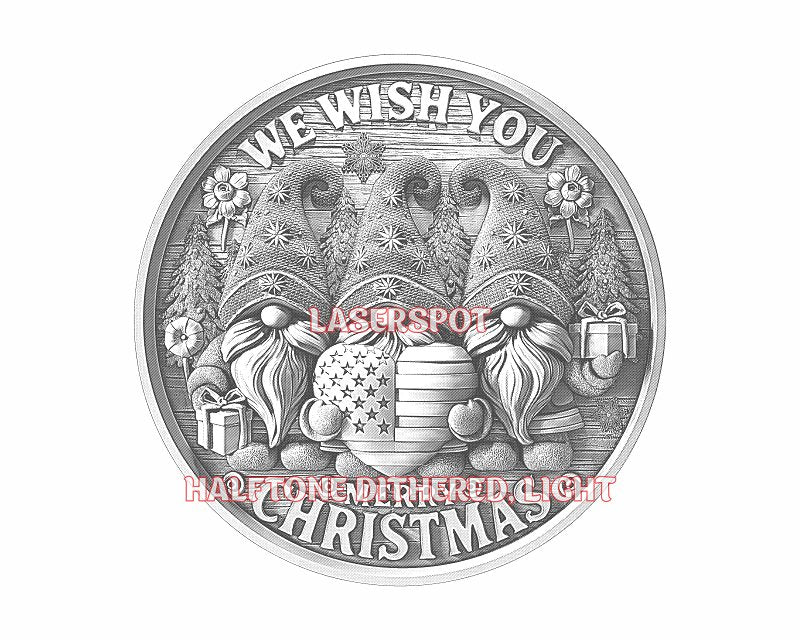 AMERICAN CHRISTMAS GNOMES 3d illusion & laser - ready files - 3DWave.us