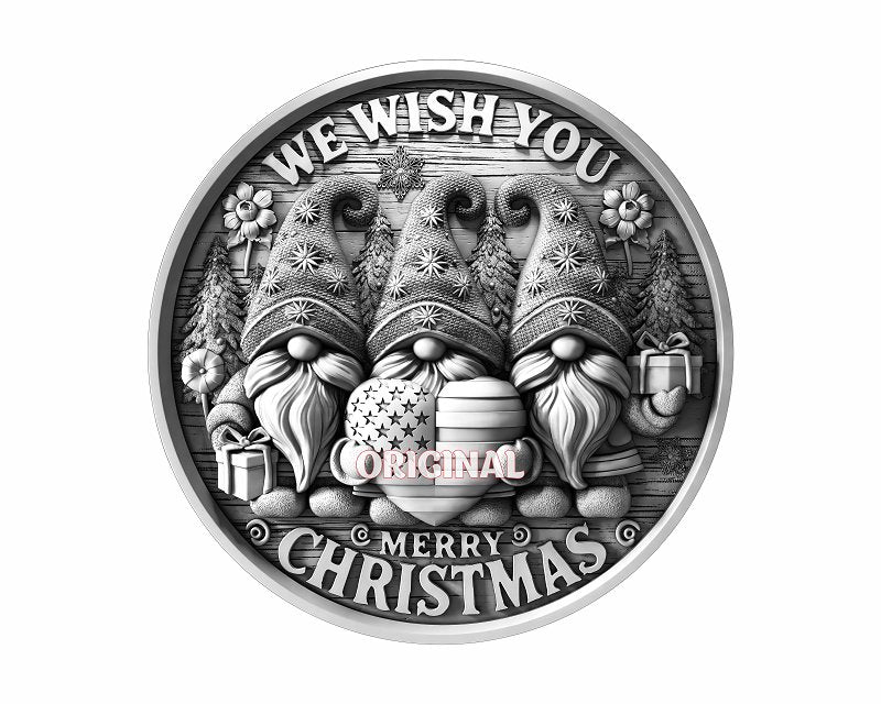 AMERICAN CHRISTMAS GNOMES 3d illusion & laser - ready files - 3DWave.us