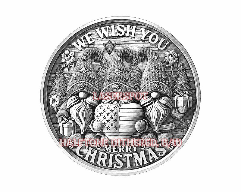 AMERICAN CHRISTMAS GNOMES 3d illusion & laser - ready files - 3DWave.us