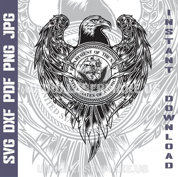 AMERICAN NAVY EAGLE SVG laser ready files - 3DWave.us