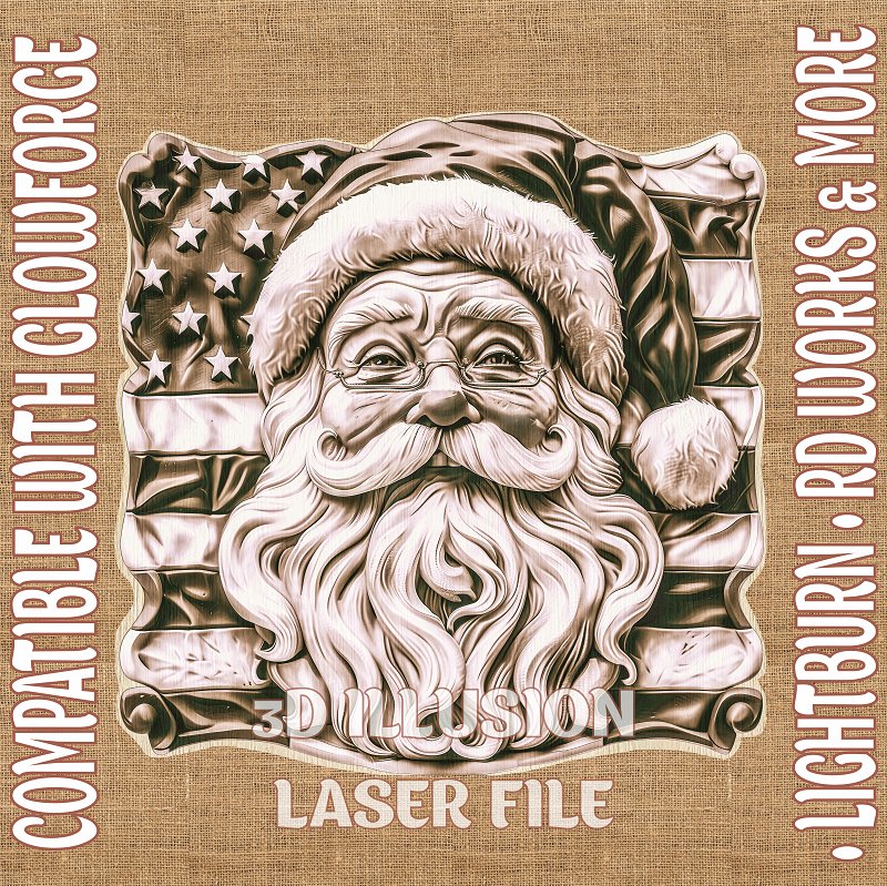 AMERICAN SANTA 3d illusion & laser - ready files - 3DWave.us