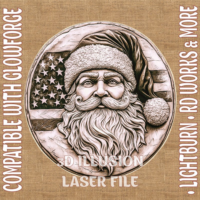 AMERICAN SANTA 3d illusion & laser - ready files - 3DWave.us