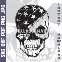 Thumbnail for American Skull SVG laser ready files - 3DWave.us