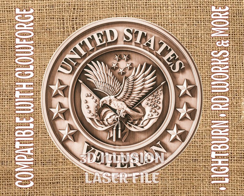 AMERICAN VETERAN 3d illusion & laser - ready files - 3DWave.us