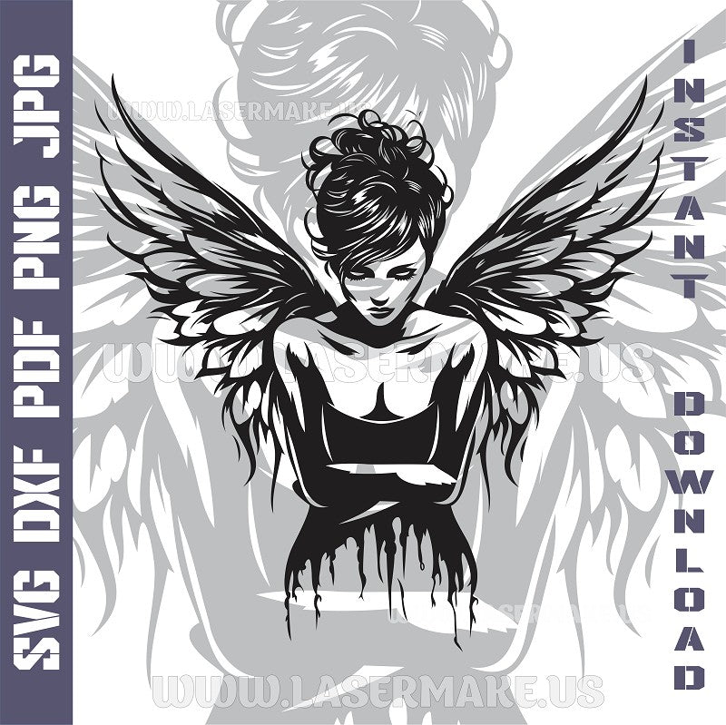 Angel SVG laser ready files - 3DWave.us