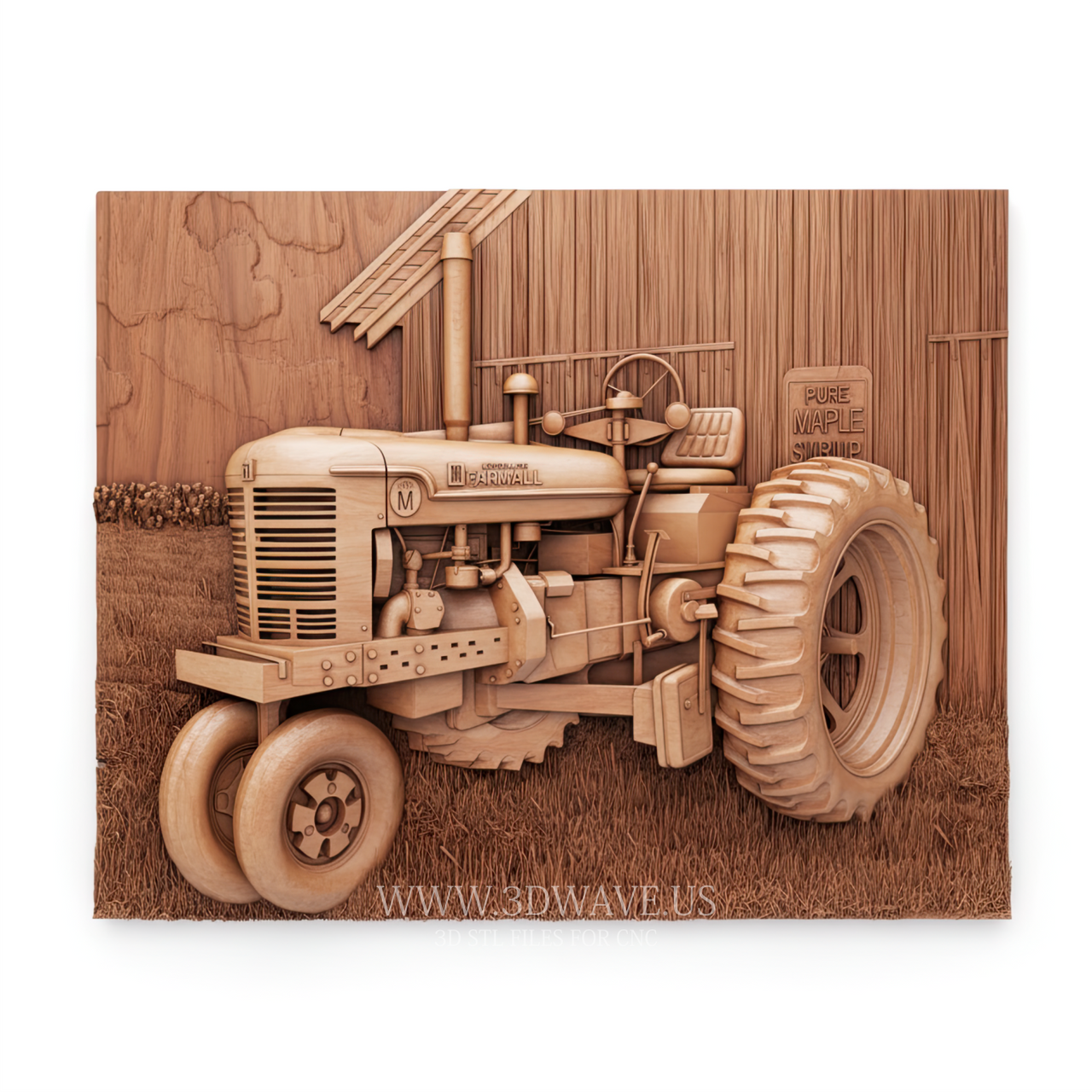 Farmall Tractor Barn - 3D Model for CNC | Vintage Farm Wall Art STL File - 3DWave.us
