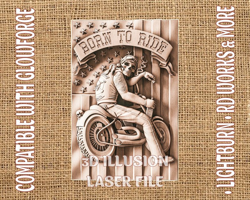 BIKER SIGN 3d illusion & laser - ready files - 3DWave.us