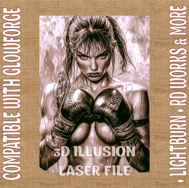 BOXER WOMAN 3d illusion & laser - ready files - 3DWave.us