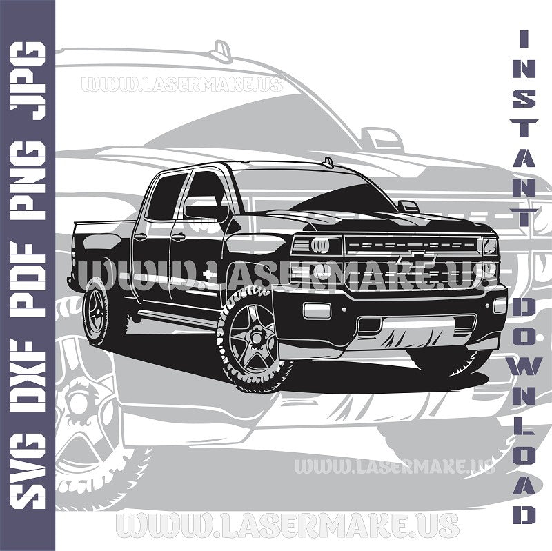 Chevrolet Silverado SVG laser ready files - 3DWave.us