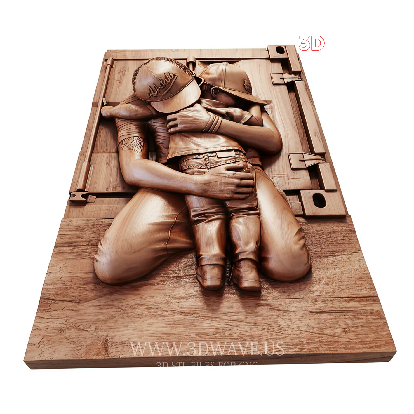 Father and Child Embrace 3D Model for CNC | Family Wall Art | STL File - 3DWave.us