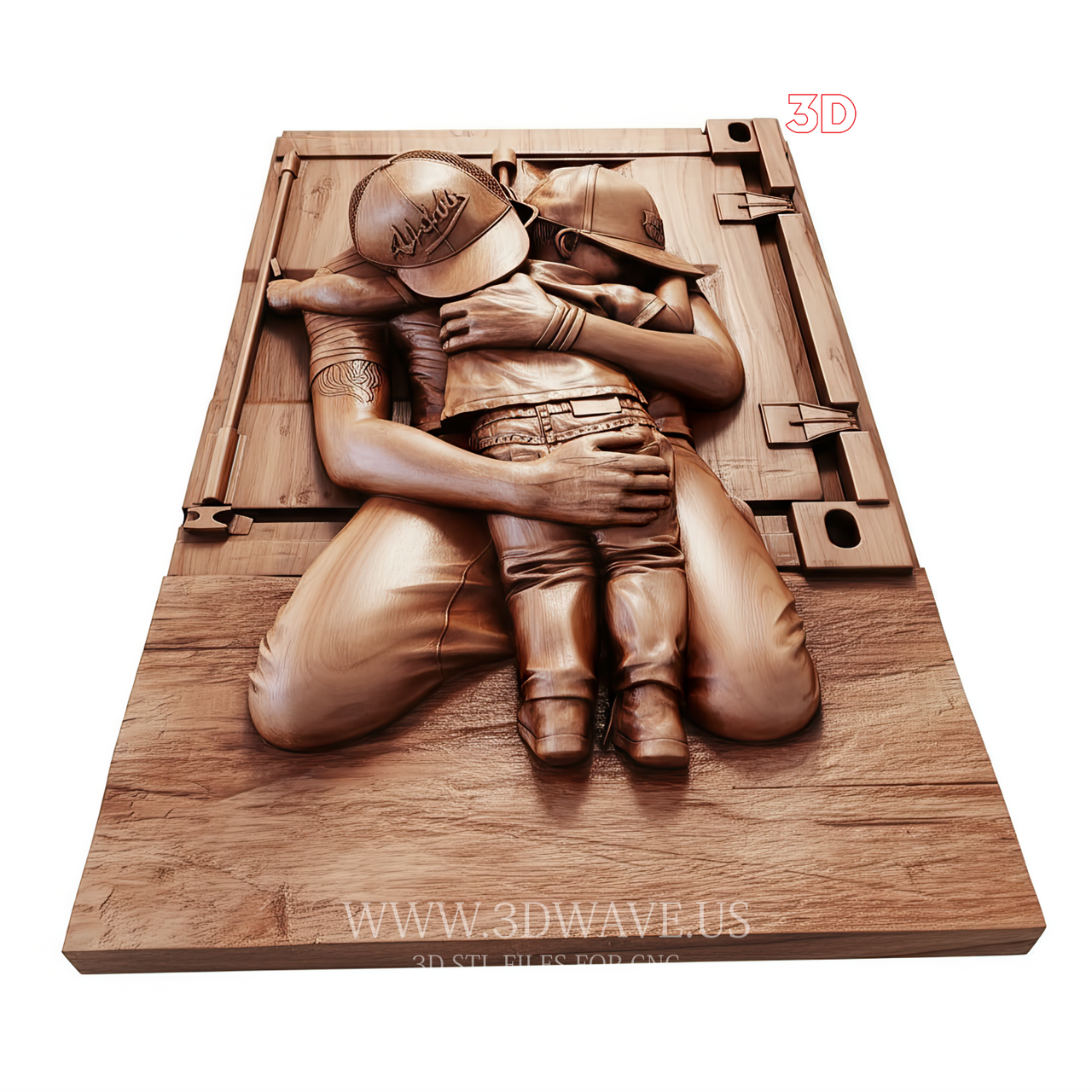 Father and Child Embrace 3D Model for CNC | Family Wall Art | STL File - 3DWave.us