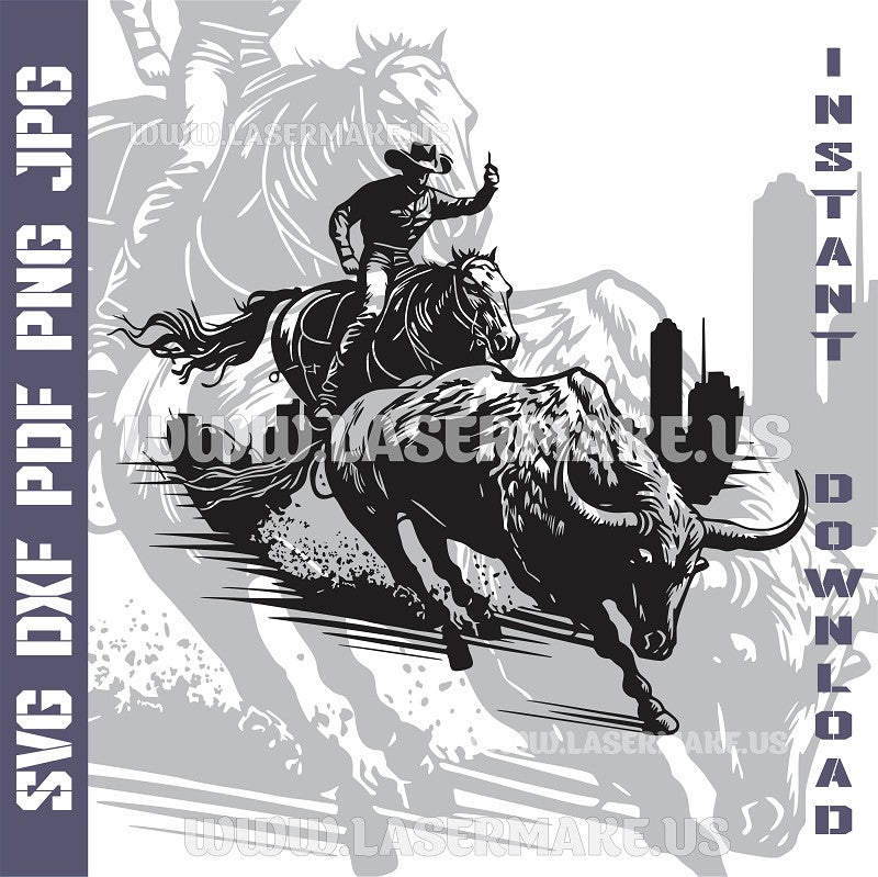 Cowboy and Bull SVG laser ready files - 3DWave.us
