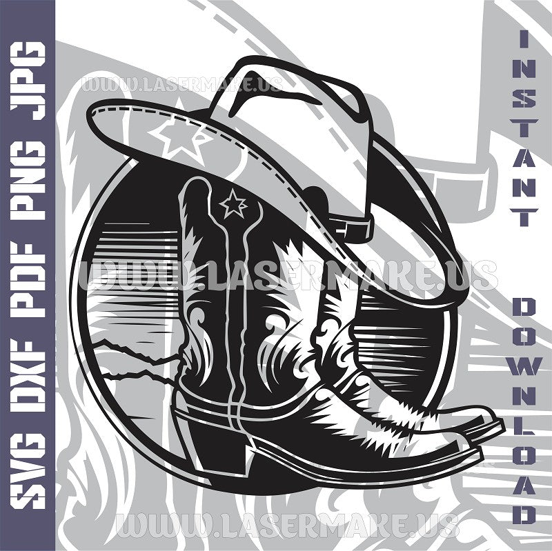 Cowboy Boots SVG laser ready files - 3DWave.us