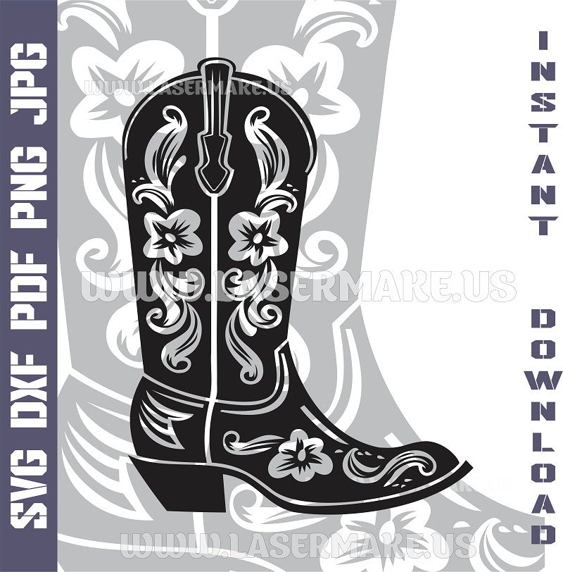 Cowboy Boots SVG laser ready files - 3DWave.us