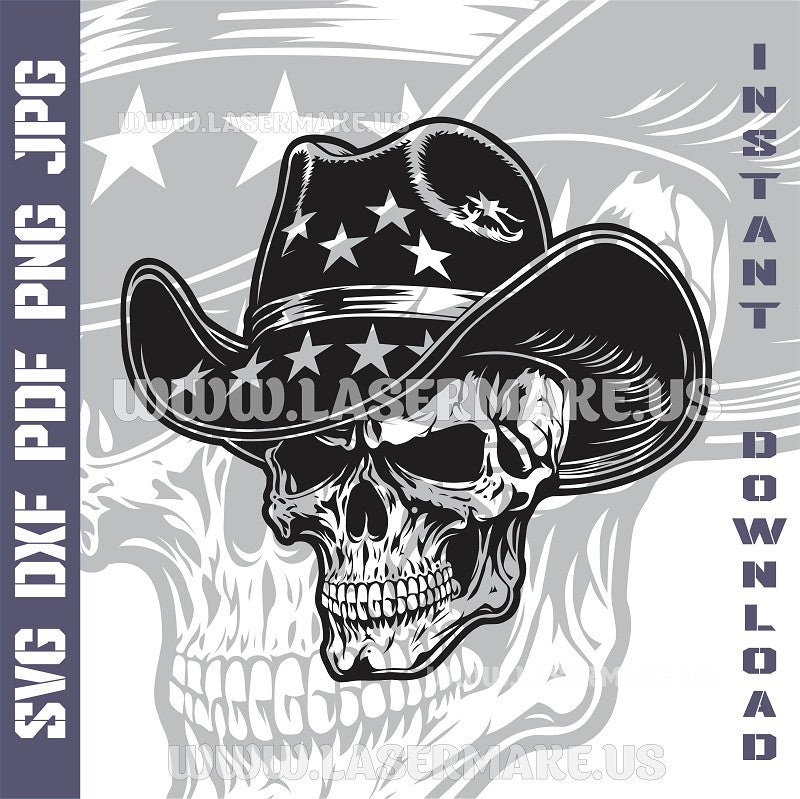 Cowboy Skull SVG laser ready files - 3DWave.us