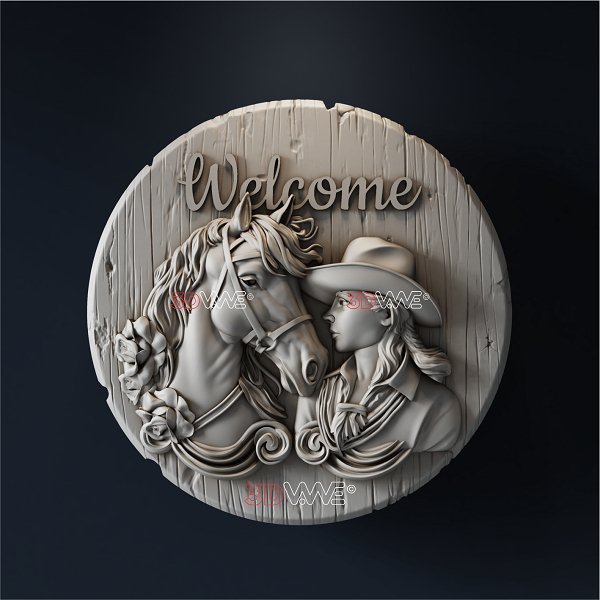 COWBOY WELCOME SIGN 3d stl - 3DWave.us