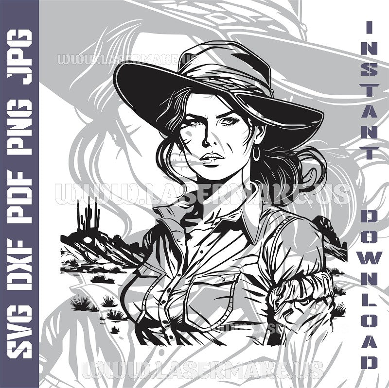 Cowgirl SVG laser ready files - 3DWave.us