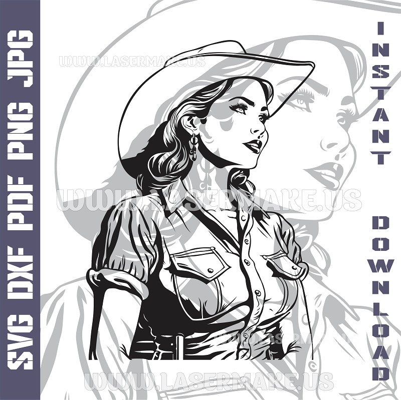 Cowgirl SVG laser ready files - 3DWave.us