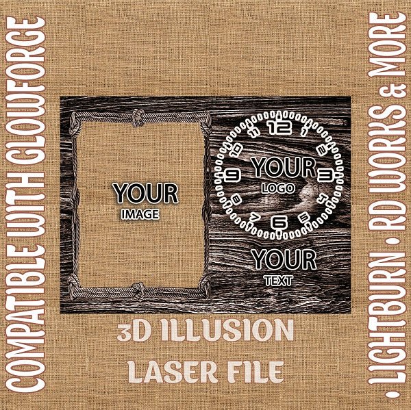 CUSTOMISABLE SEA CLOCK 3d illusion & laser - ready files - 3DWave.us