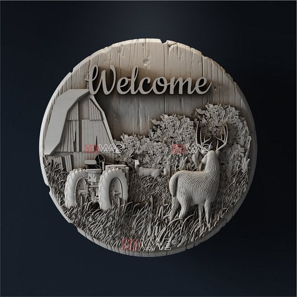 DEER WELCOME SIGN 3d stl - 3DWave.us