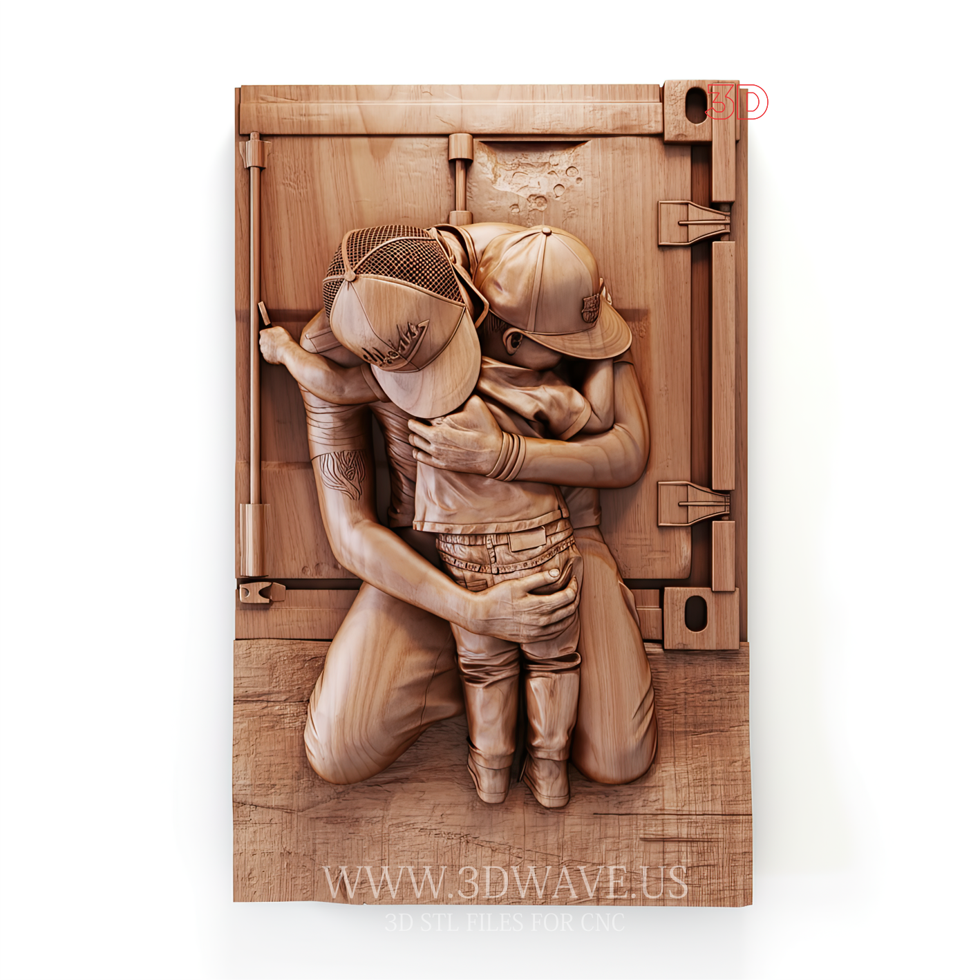 Father and Child Embrace 3D Model for CNC | Family Wall Art | STL File - 3DWave.us