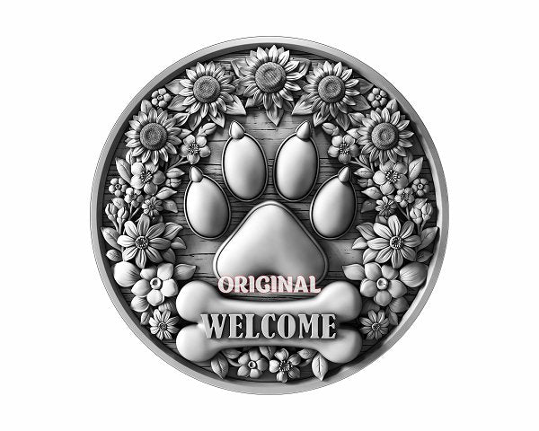 DOG WELCOME SIGN 3d illusion & laser - ready files - 3DWave.us