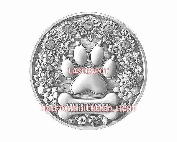 DOG WELCOME SIGN 3d illusion & laser - ready files - 3DWave.us