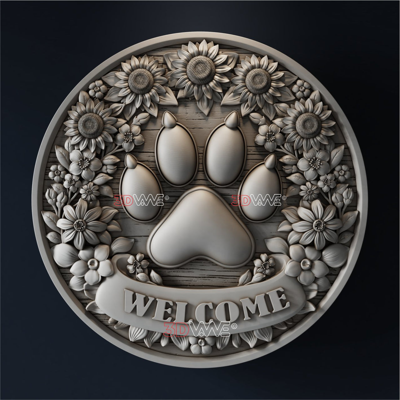 DOG WELCOME SIGN 3d stl - 3DWave.us