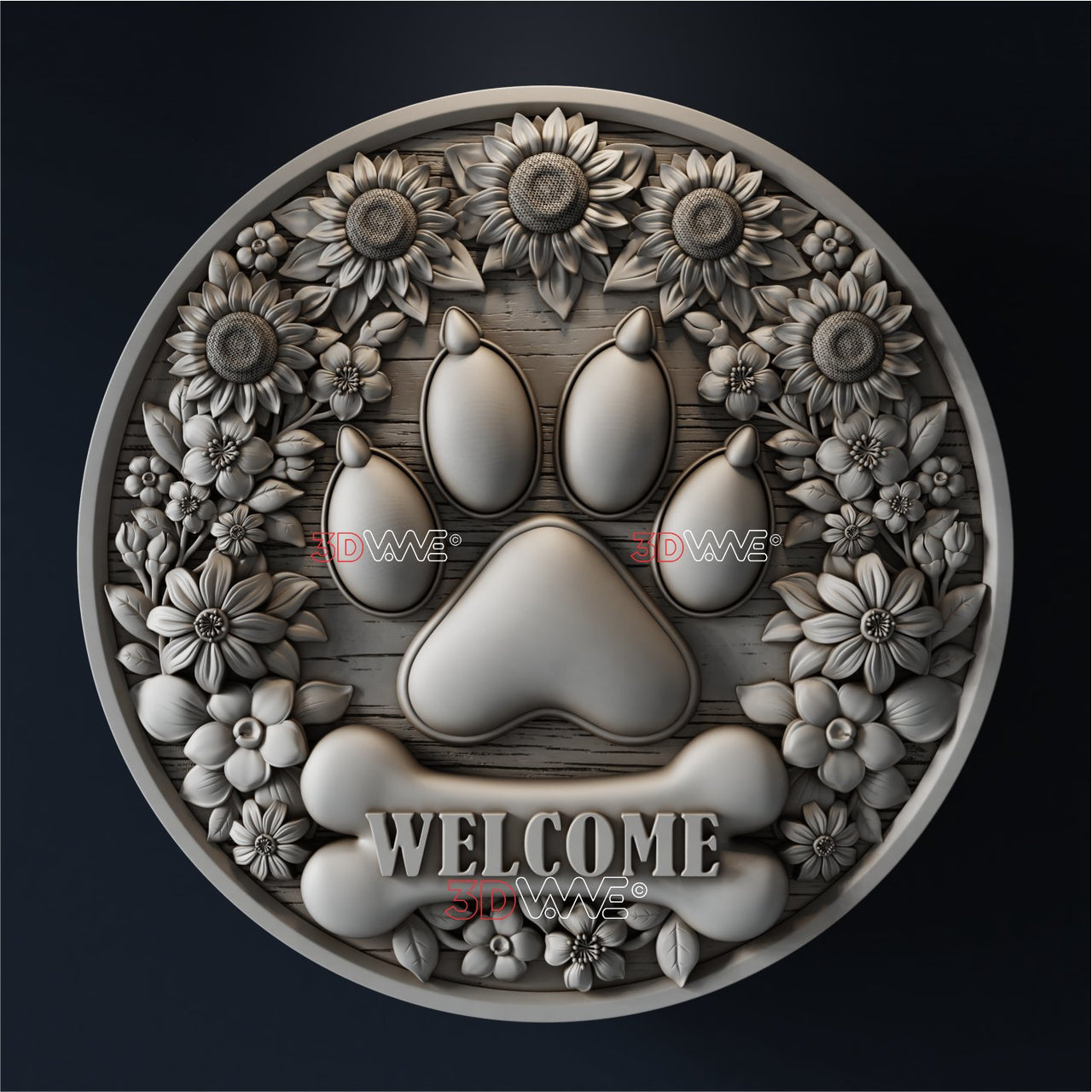 DOG WELCOME SIGN 3d stl - 3DWave.us