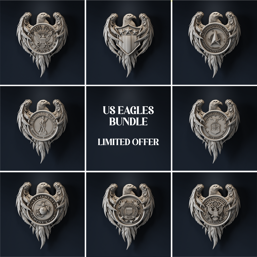 LIMITED STOCK. USA EAGLE BUNDLE 3d stl files for CNC