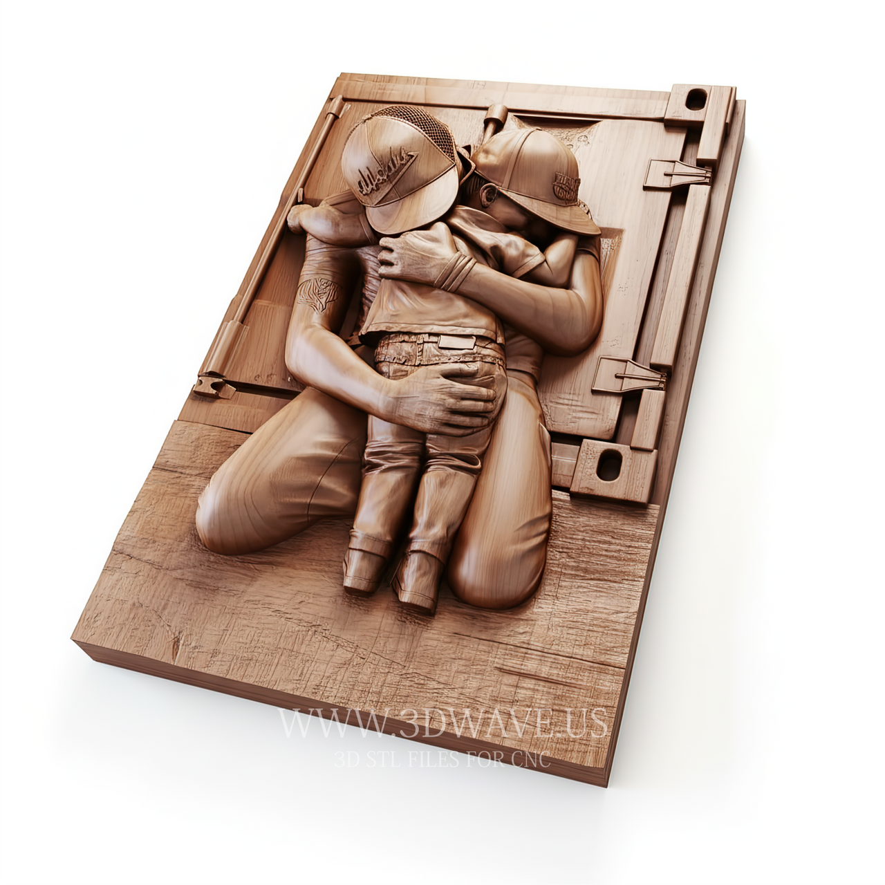 Father and Child Embrace 3D Model for CNC | Family Wall Art | STL File - 3DWave.us