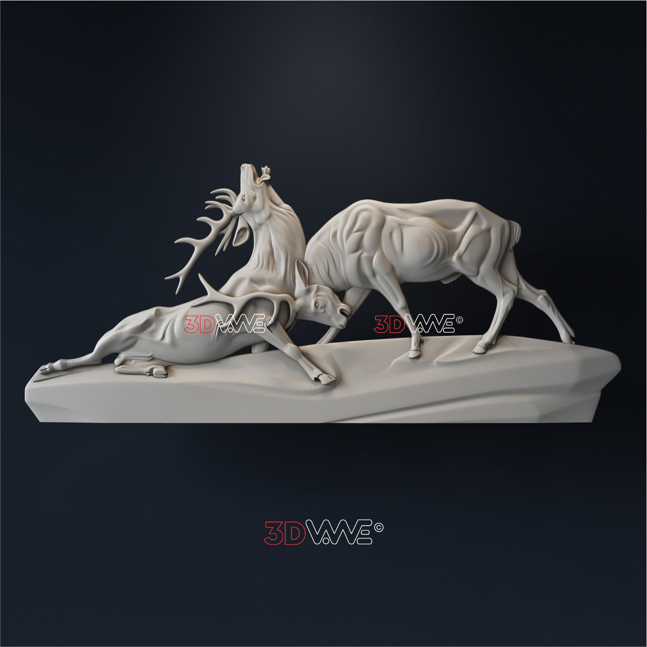 FIGHTING DEERS 3D STL - 3DWave.us