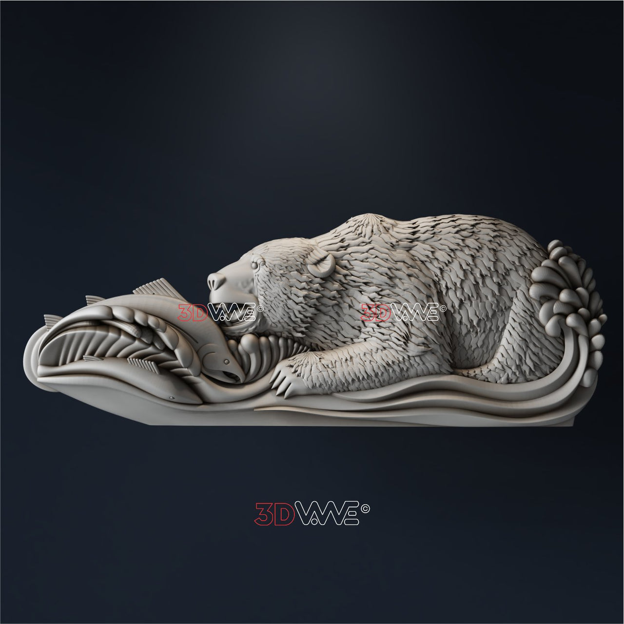 FISHING BEAR 3D STL - 3DWave.us