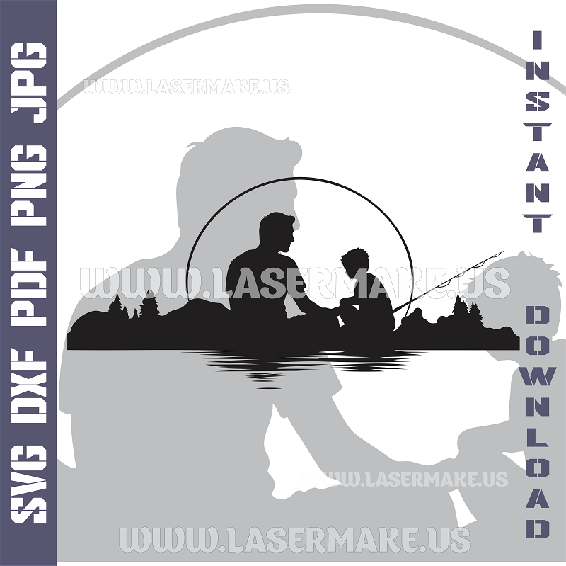 Fishing father and son laser ready files - 3DWave.us