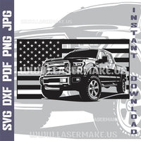 Thumbnail for Ford F - 150 with American Flag SVG laser ready files - 3DWave.us