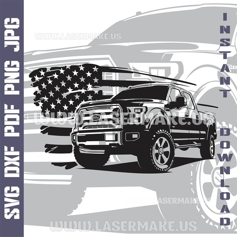 Ford F - 150 with American Flag SVG laser ready files - 3DWave.us