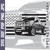 Thumbnail for Ford F - 150 with American Flag SVG laser ready files - 3DWave.us